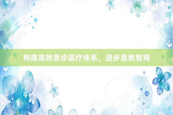 构建高效急诊医疗体系,进步急救智商